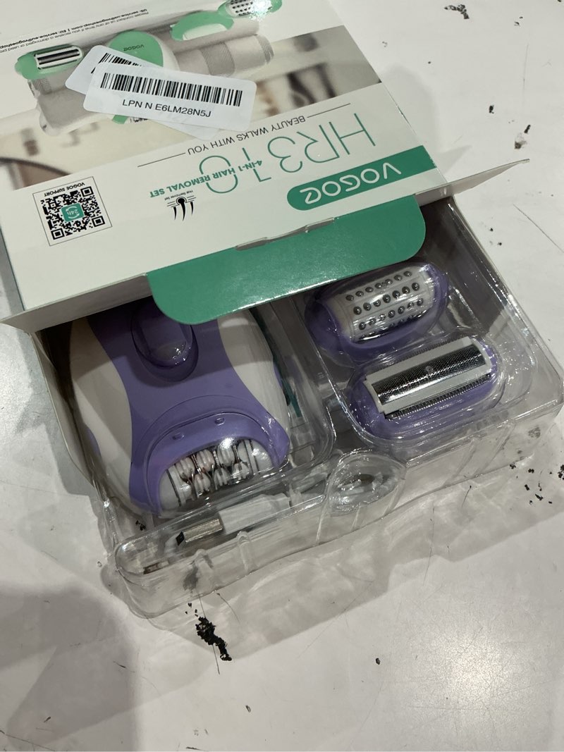 Condition photo showing As Is for vogoe epilator for women-cordless epilators hair removal for women, 4-in-1 electric razor hair remover, 2 speeds & 21 tweezers for face legs arms armpit bikini, purple hr310