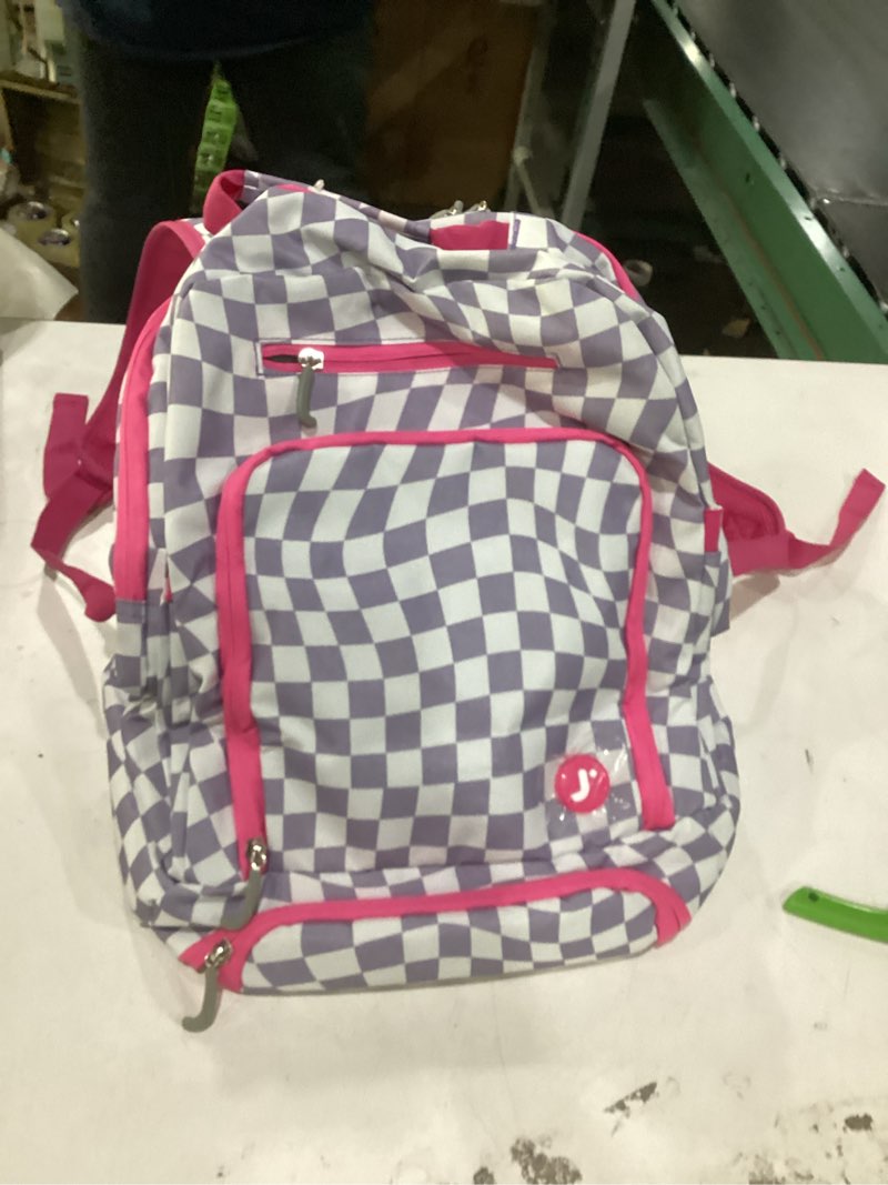 j world new york 2-in-1 insulated backpack lunch box for kids. adult school bookbag, lavender checke
