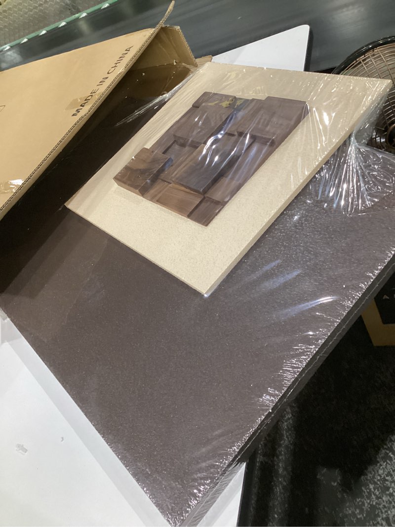 Condition photo showing Good Condition for 3D Wood Textured Large Neutral Abstract Wall Art, Modern Beige Brown Geometric Paintings Artwork for Walls-Minimalist Wooden Wall Art Decor for Living Room Hallway Dining Room Bedroom Office Aesthetic 36" H x 30" W Wood Geometry