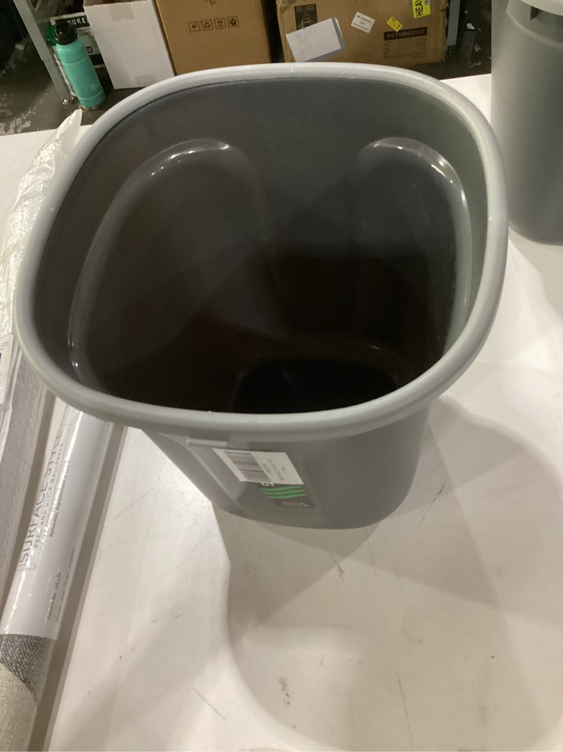 Condition photo showing Good Condition for square trash can - compact wastebin for bathroom, kitchen, office, home use - grey - 1.8 gallon