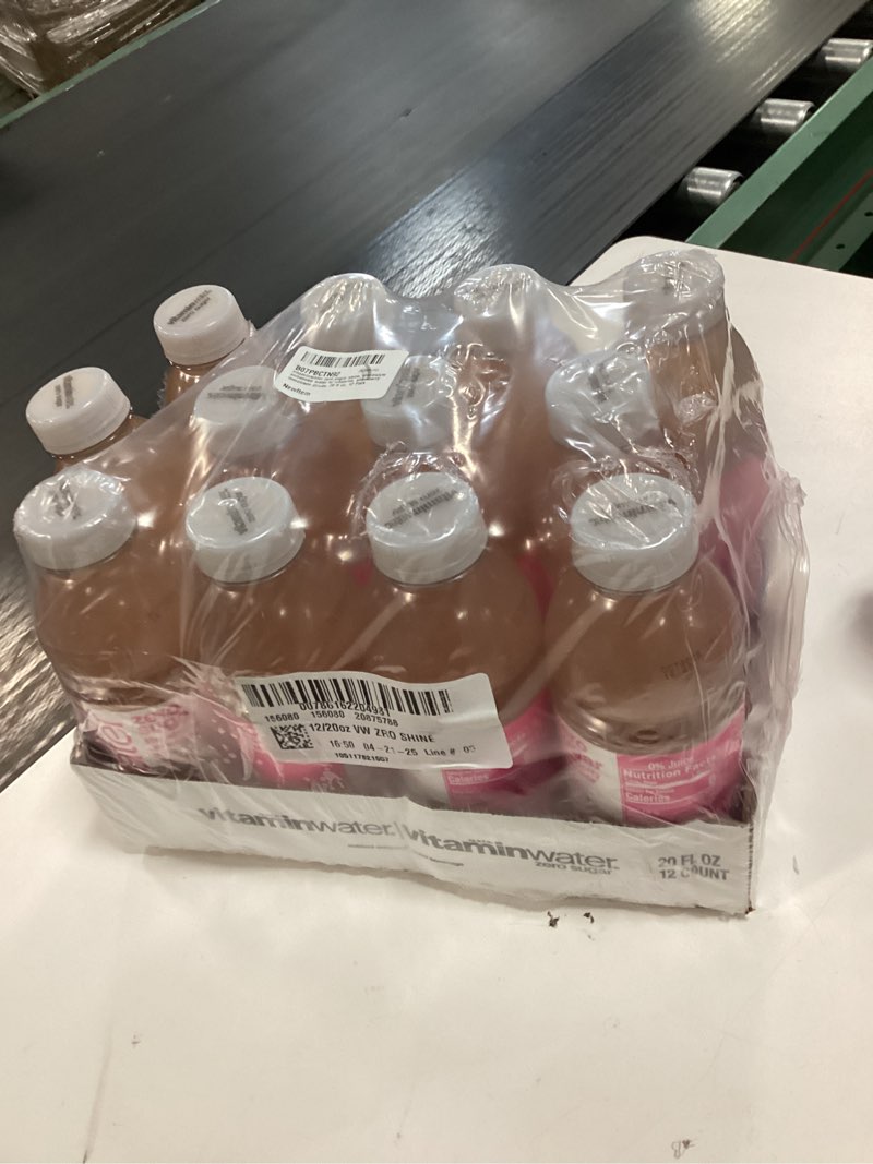Condition photo showing Good Condition for ( 10/2025) vitaminwater Shine Strawberry Lemonade Zero Sugar, Flavored Water Beverage, 20 fl oz Bottles, 12 Pack Zero Sugar Shine Strawberry Lemonade 20 Fl Oz (Pack of 12)