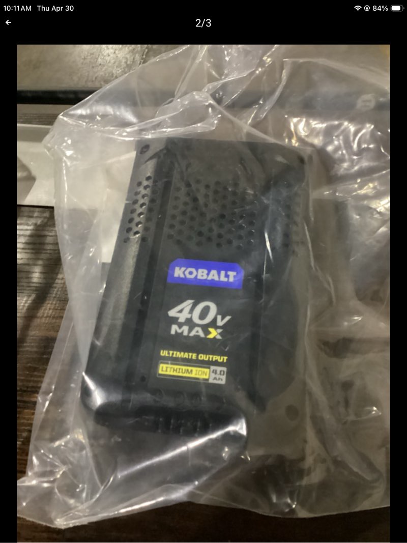Condition photo showing Good Condition for kobalt 40v max ultimate output lithium-ion battery, model kb 540c-06 