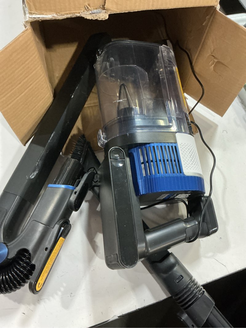 Condition photo showing As Is for Shark UZ565H Pro Cordless Vacuum w/ Clean Sense IQ & MultiFLEX Technology, PowerFins Plus Brushroll, Duster Crevice Tool & Anti-Allergen Dusting Brush, Up to 40 Minute Runtime, White/Blue (Renewed)
