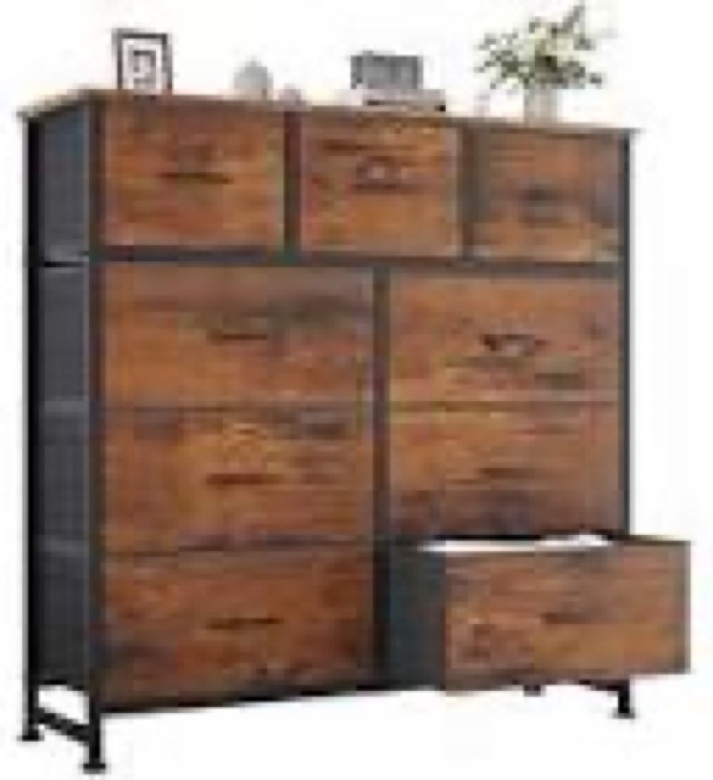 olixis 9 drawer storage dresser with wood top - wide fabric chest organizer for bedroom, closet, liv