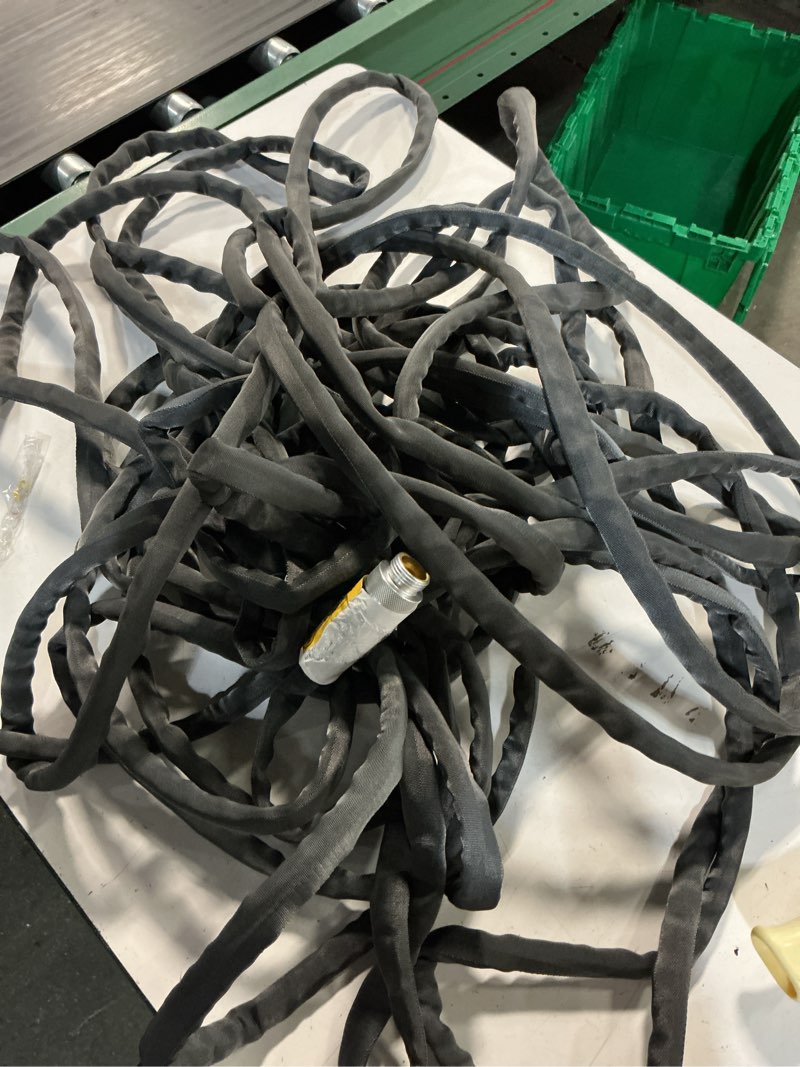 Condition photo showing As Is for zero-g 4001-100 garden hose, 5/8" x 100', gray zero-g 5/8" x 100'
