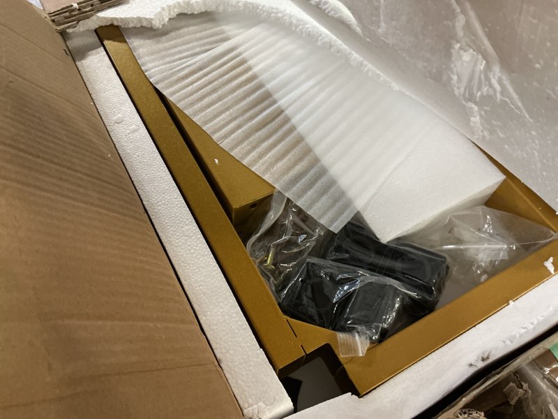 Condition photo showing Good Condition for Tribesigns Computer Desk, 63 inch Large Office Desk, Study Writing Table for Home Office, Easy Assemble, White Gold 63*23.6 inch White+gold