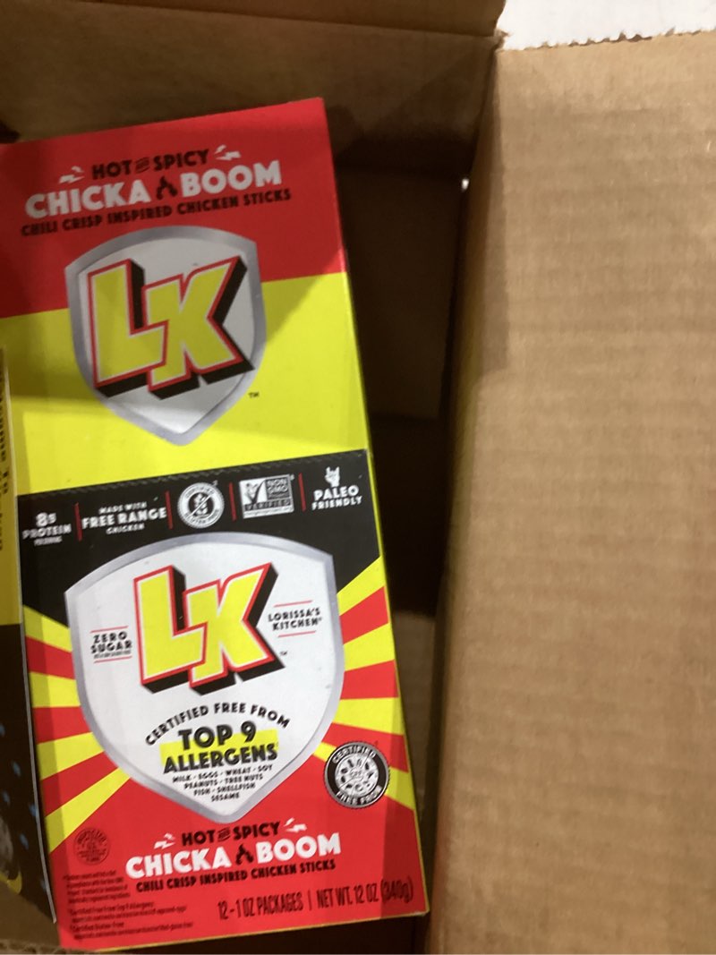 Condition photo showing item condition for Lorissa's Kitchen Premium Free Range Chicken Jerky Snack Sticks 12-Pack: Chicka Boom Chicken Flavor, 8g Protein, Certified Free from Top 9 Allergens, Gluten-Free, Non-GMO, Zero Sugar, Keto, Paleo