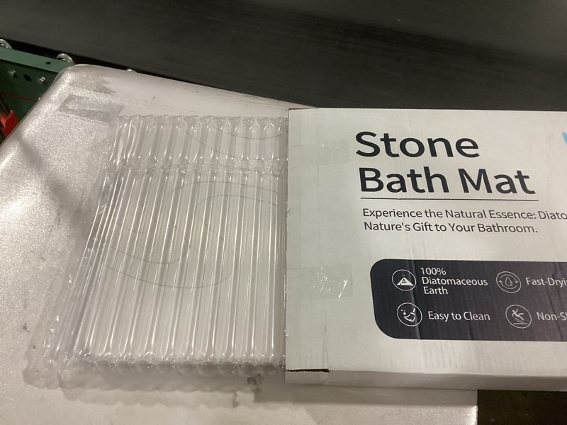 Condition photo showing New/Like New for Stone Bath Mat Diatomaceous Earth Shower Mat Non-Slip Super Absorbent Diatomite Stone Mats for Bathroom Floor/Kitchen Counter Quick Drying Natural Easy to Clean(23.6''×15.4" White)