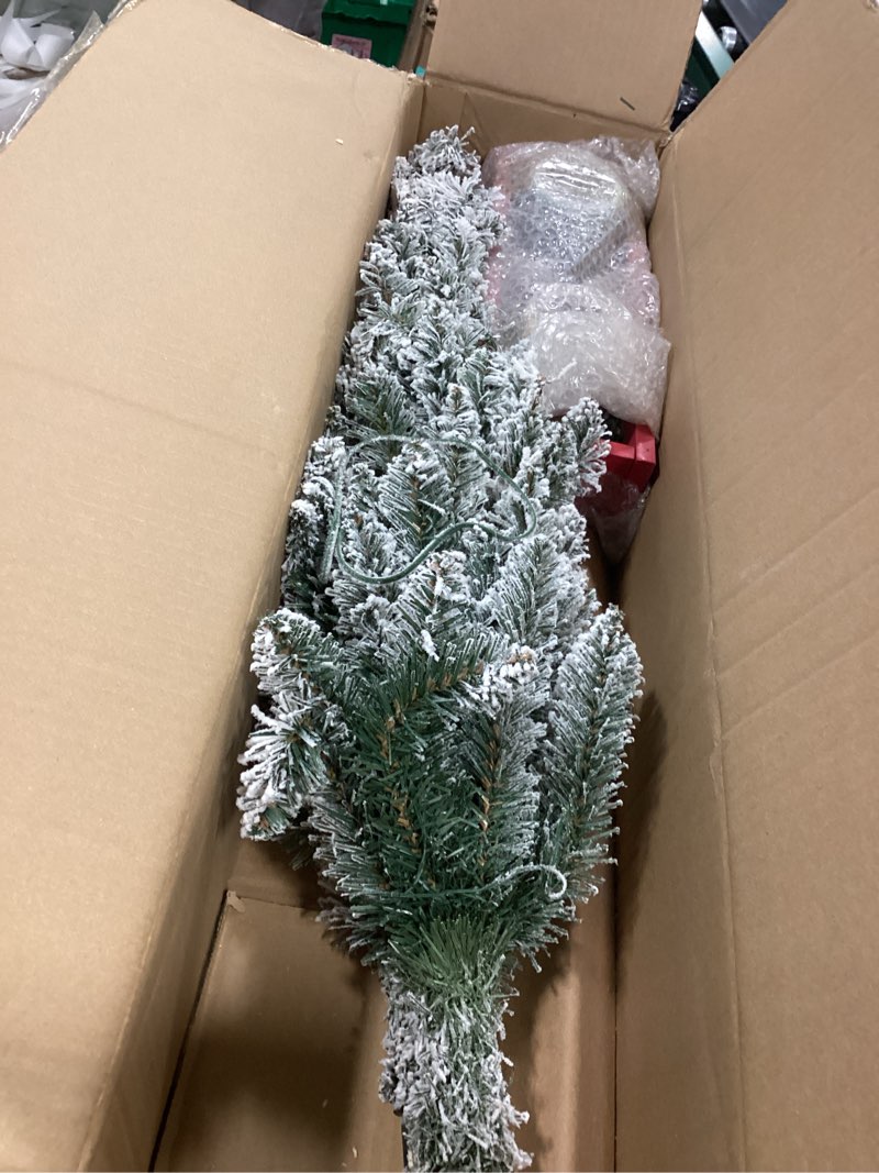 Condition photo showing Good Condition for Puleo International 3.00-ft Pre-lit Slim Flocked Artificial Christmas Tree with