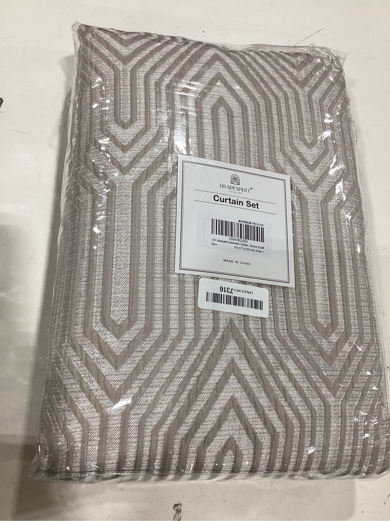 Condition photo showing New/Like New for mocha and silvery 100% blackout curtains 96 inch length 2 panels, jacquard thermal insulated noise reducing grommet drapes for bedroom living room, 2pcs, 52" w x96 l mocha and silvery 52"w x 96"l (pack of 2)