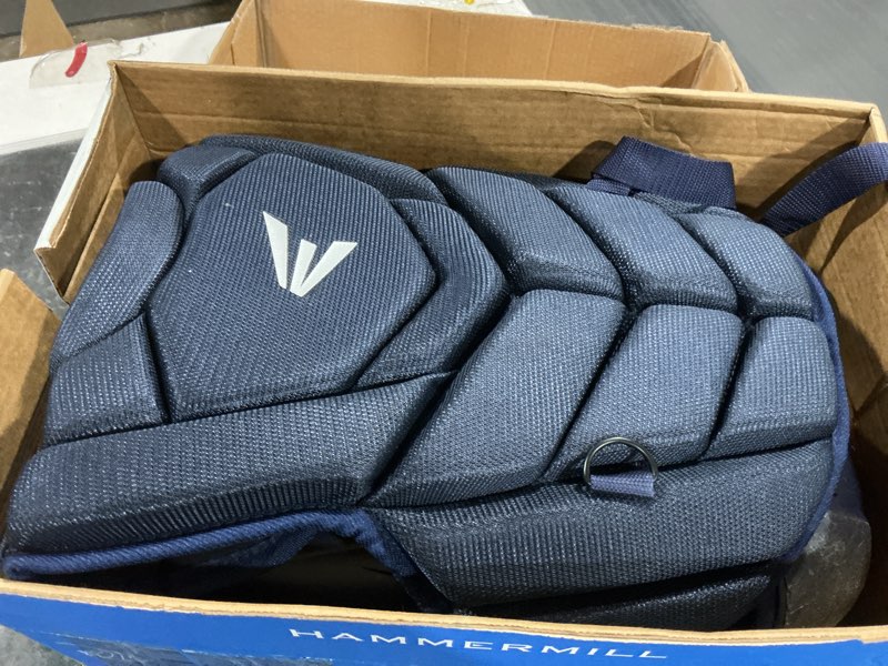 Condition photo showing As Is for easton | black magic 3.0 youth baseball catcher gear set | helmet, chest protector & leg guards | multiple sizes/colors large | ages 9 -12 navy
