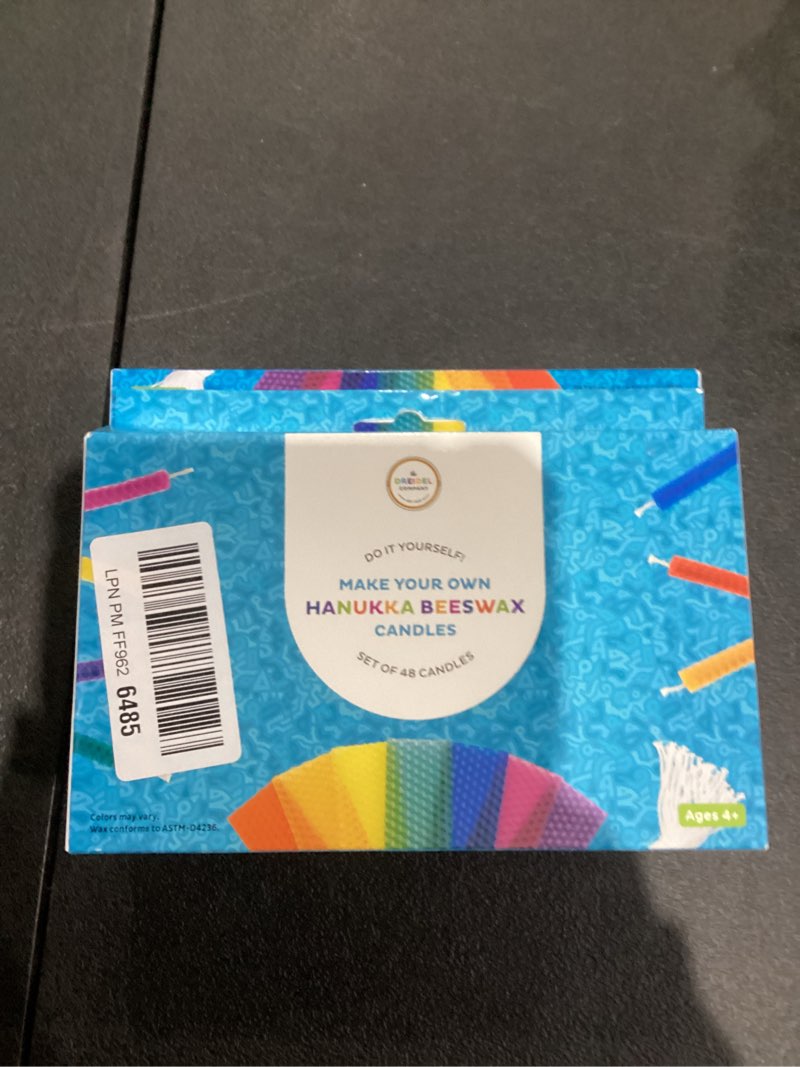 Condition photo showing New/Like New for The Dreidel Company 48-Pack Make Your Own Hanukkah Beeswax Candles, Complete DIY Do It Yourself Chanuka Candles Starter Kit 48 Candles