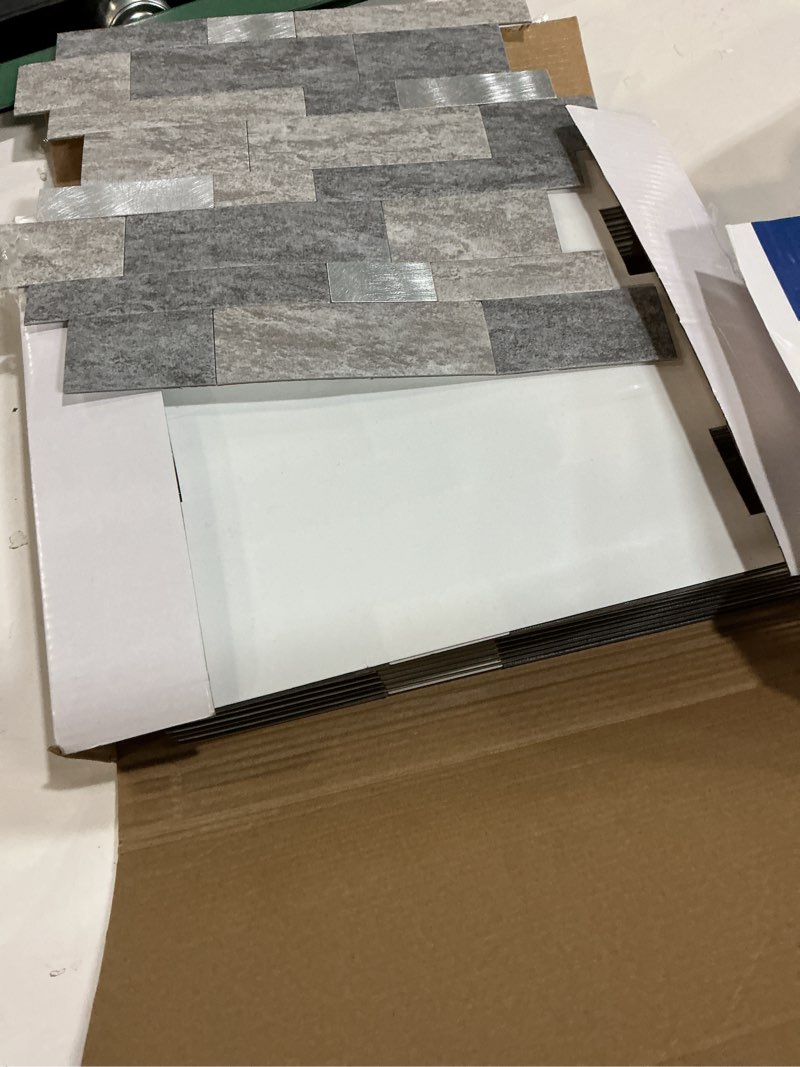 Condition photo showing New/Like New for mofit backsplash tile for kitchen peel and stick stone matte finish,bathroom tiles stickers 3d wall panel linear mosaic marble backsplash waterproof(10sheets,gray silver) 10sheets gray silver