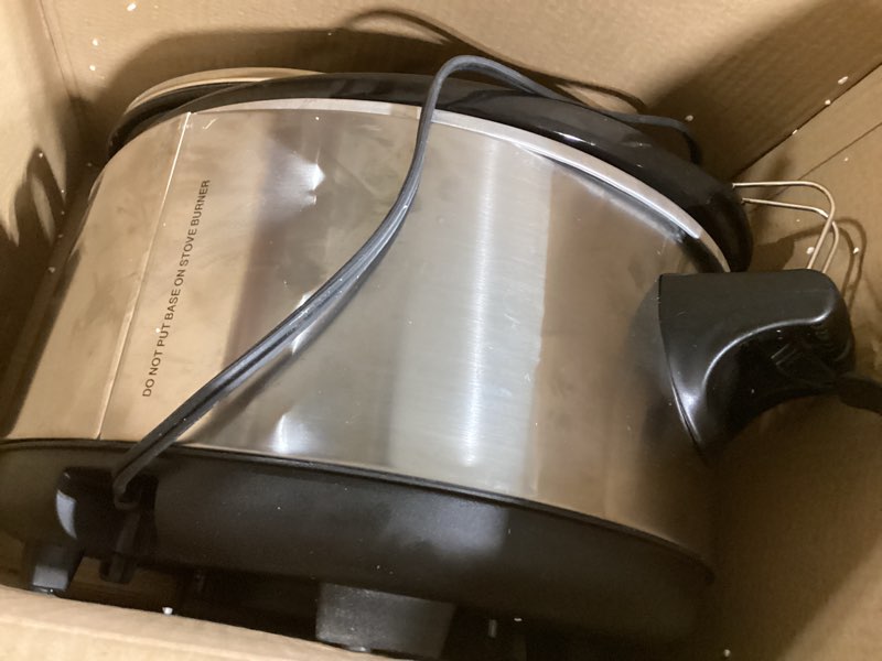 Condition photo showing Good Condition for Hamilton Beach Portable 6 Quart Set & Forget Digital Programmable Slow Cooker with Lid Lock, Temperature Probe & Defrost Setting, Dishwasher Safe Crock & Lid, Silver (33869) Defrost, Silver 6 Quarts