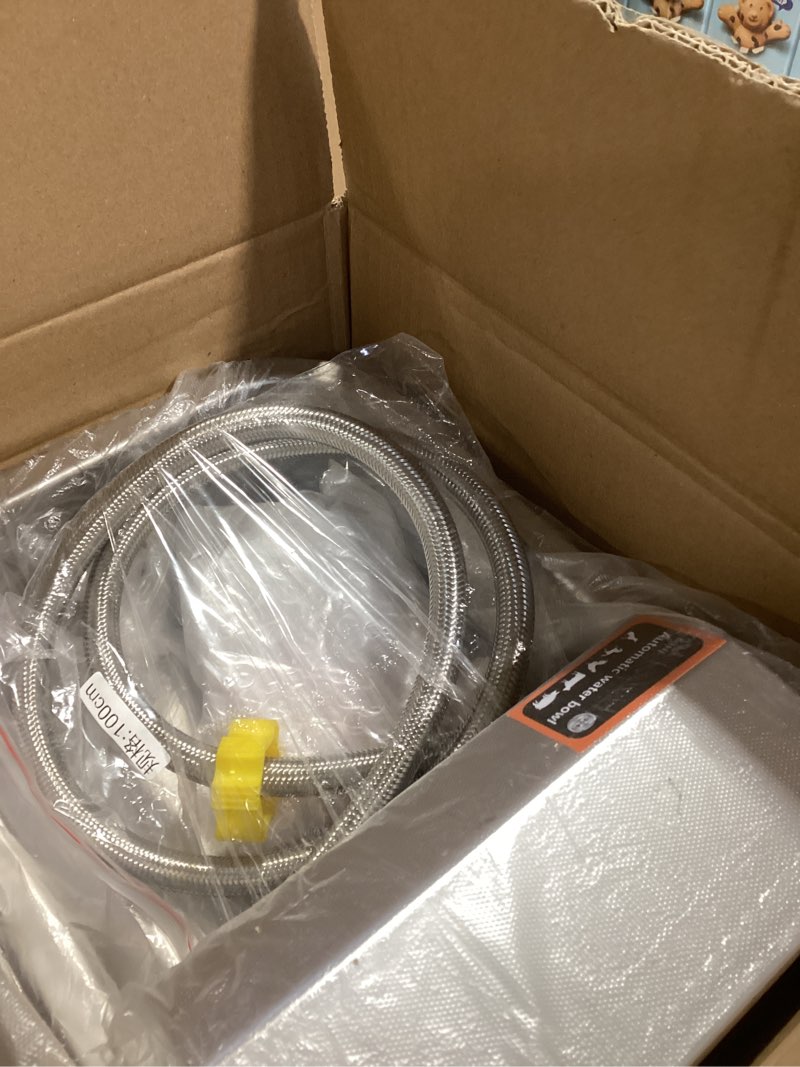 Condition photo showing New/Like New for Automatic Dog Water Bowl, with Drainage System, Stainless Steel Auto Pet Waterer for Outdoor Yard, Includes Drain Valve, Float Valve, Hose Quick Connector, for Small Animal (1 Quart)