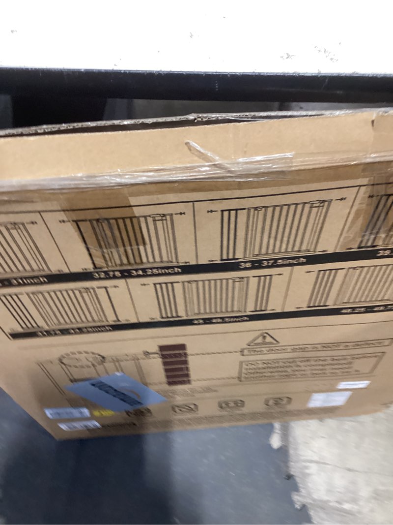 Condition photo showing Good Condition for InnoTruth 29.5–49.75" Extra Wide Baby Gate for Stairs, 30" Tall Walk Through Dog Gate for Stairs & Doorways, Pressure-Mounted Safety Gate for Pets & Kids, Dual Lock & 2-Way Swing, Brown 1.brown 3.29.5-49.75" W x 30" H