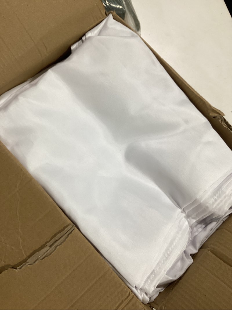 Condition photo showing As Is for fitable white tablecloths for rectangle tables, 6 pack - 70 x 120 inches - reusable and washable table clothes for 6-8 ft tables, polyester fabric table covers for wedding, party, banquet white 70x120 in, 6 pack