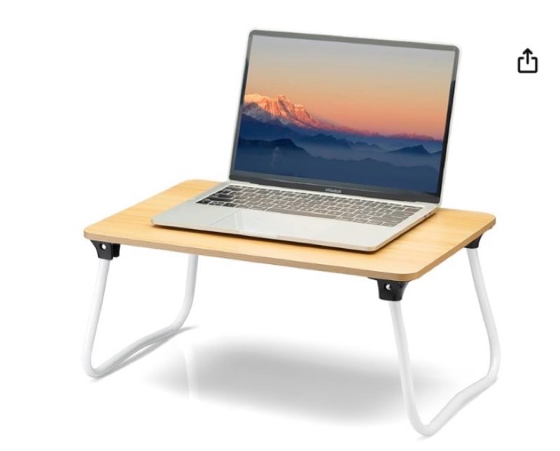 ZEAPTAC Laptop Bed Desk, Foldable Lap Desk, Portable Laptop Stand, Lightweight & Mini Table for Breakfast/Picnic/Drawing/Couch/Floor - Wood