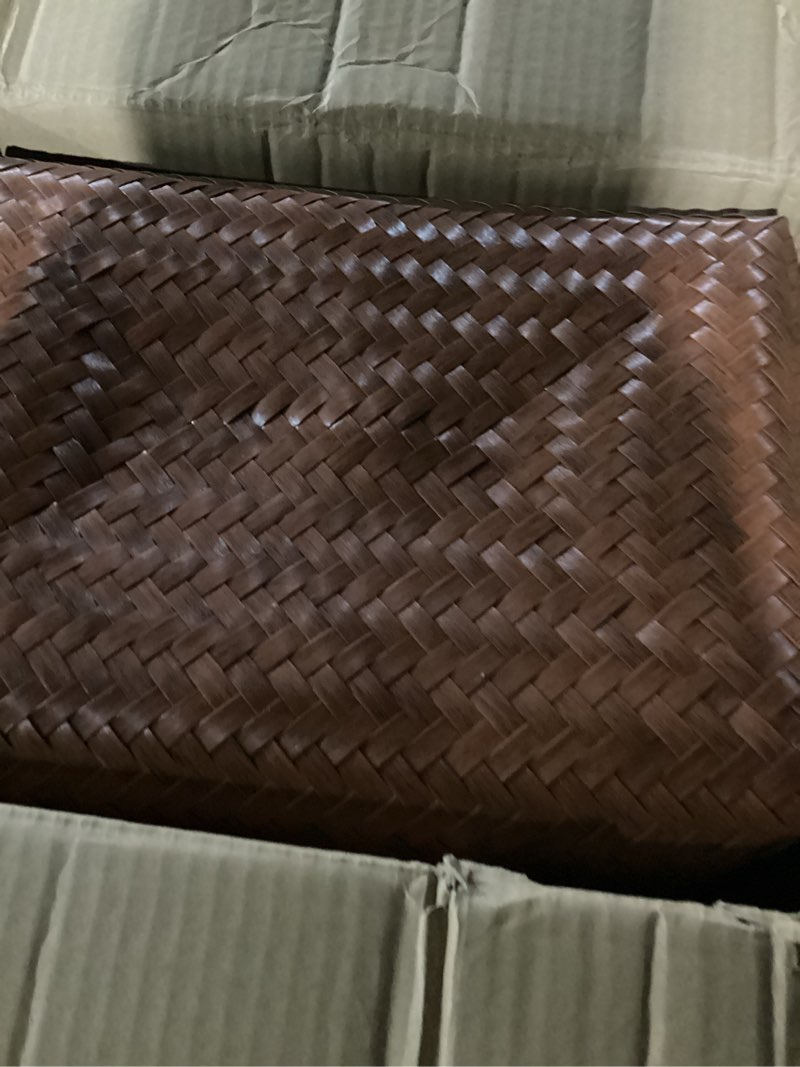 Condition photo showing Good Condition for GIB Large Wicker Storage Baskets for Shelves Clothes Blankets Basket Woven Laundry Basket for Organizing, Decorative Rectangular Closet Organizers and Storage Bins with Handles, Brown, 4 Pack Brown Large