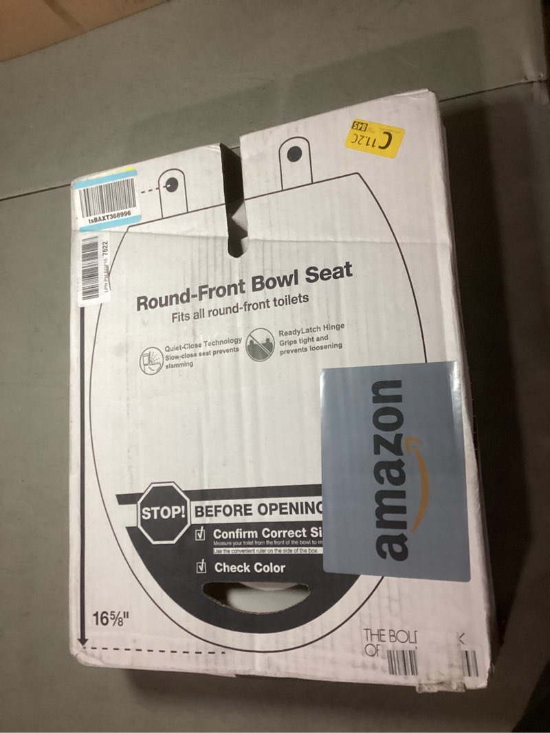 Condition photo showing As Is for kohler 4639-rl-0 cachet readylatch round toilet seat soft close, white white round ready latch