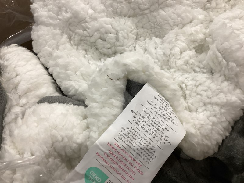 Condition photo showing As Is for bedsure gentlesoft sherpa fleece throw blanket for couch – thick & cozy christmas blanket for winter, non-heated, soft fuzzy plush throw gifts for women and men, grey, 50x60 inches throw (50" x 60") 01 - grey
