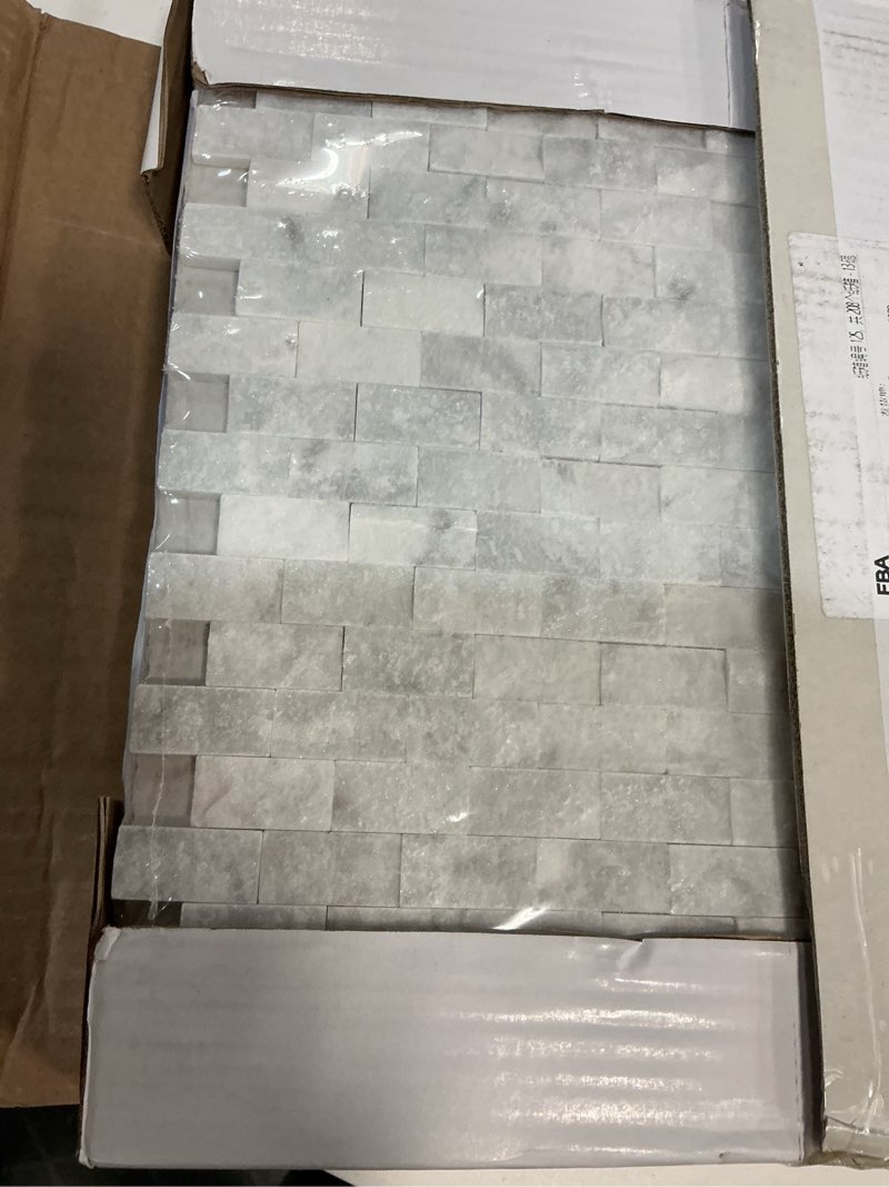Condition photo showing New/Like New for SUNWINGS Peel and Stick Mosaic Natural 3D Stone Self Adhesive Tiles, 12" x 11" 5-Sheet Stick on Backsplash for Kitchen Bathroom Fireplace Vanity, Mixed Gray
