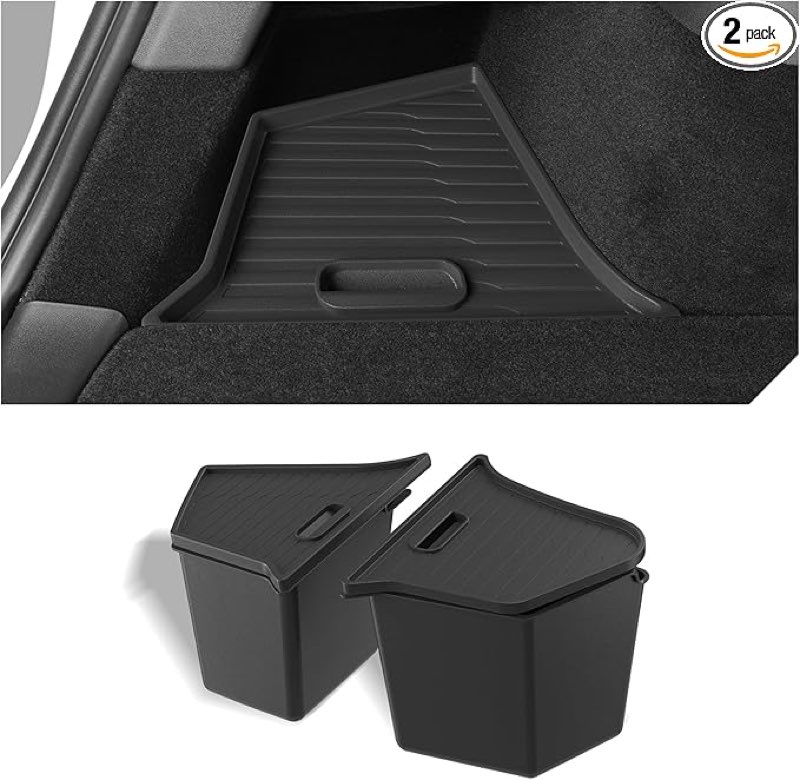 luckeasy 2pcs trunk storage box for tesla model y 2021-2024 5 seat (not fit 2025+ juniper) tpe trunk