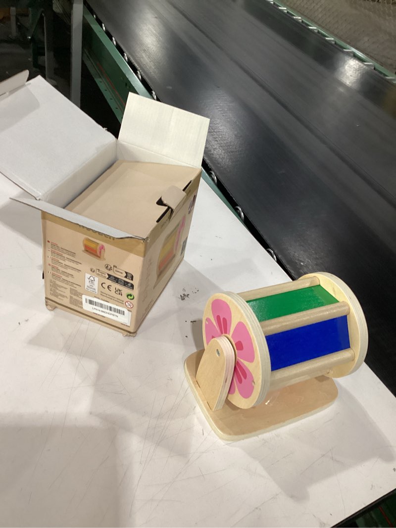 Condition photo showing New/Like New for Montessori Spinning Drum Baby Toys, Wooden Tummy Time Mirror Play Kit and Rainbow Fabric Ball Kit Toys for 1 2 3 Years Toddlers