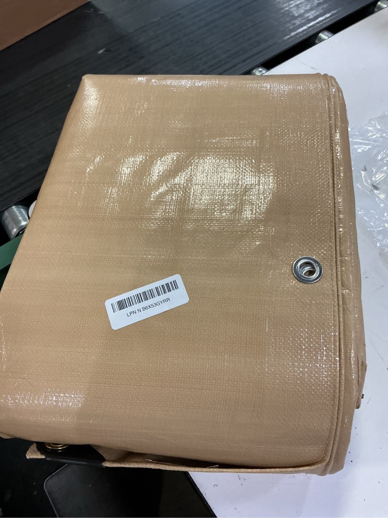Condition photo showing Good Condition for heavy duty tan poly tarp 7' x 40' - multipurpose protective cover - durable, waterproof, weather proof, rip and tear resistant - extra thick 12 mil polyethylene - by xpose safety tan 7' x 40'