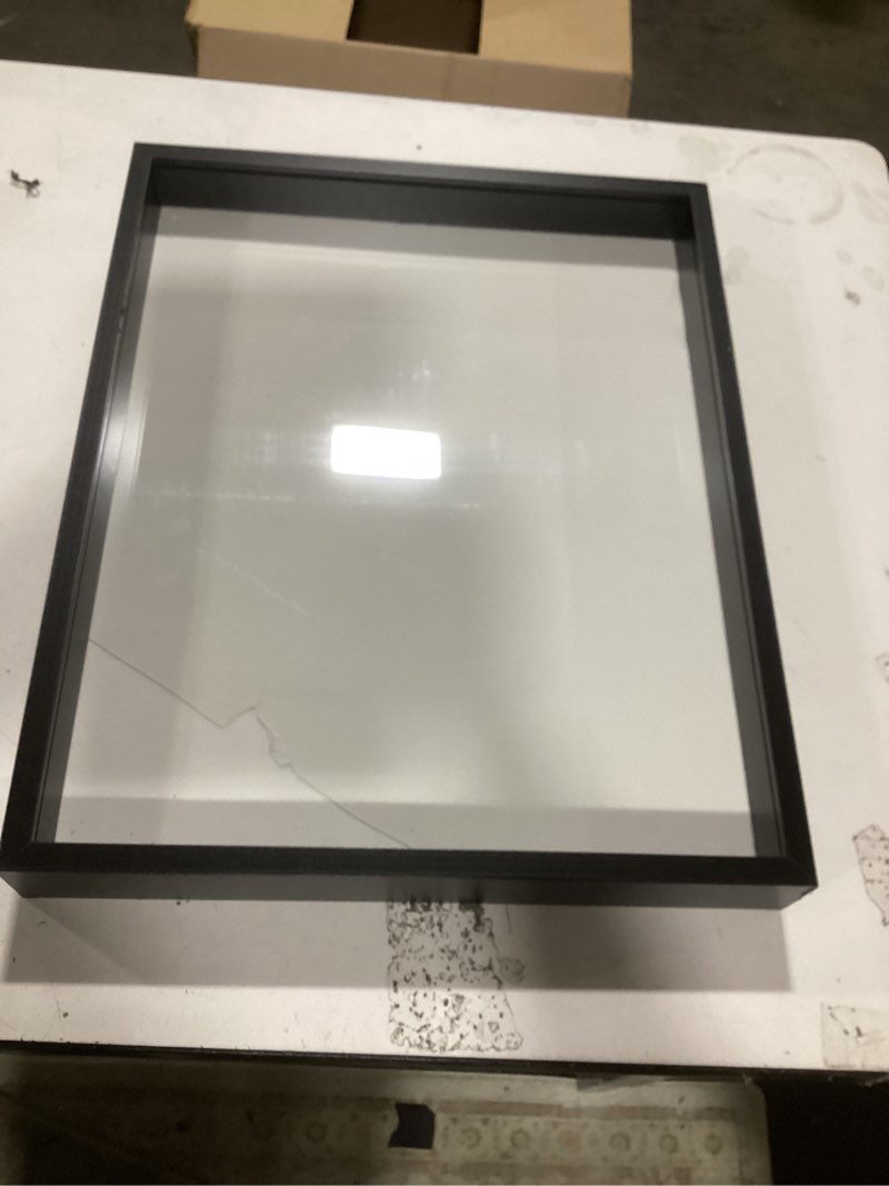 Condition photo showing As Is for americanflat 16x20 shadow box frame with polished plexiglass - silhouette collection - large shadow box display case for tabletop and wall display - black with soft felt back black 16x20