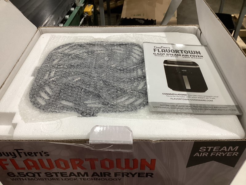 Condition photo showing As Is for Guy Fieri's Flavortown 6.5 Quart Steam Air Fryer with Moisture Lock Technology – Programmable Steamer and Air Fryer Combination, Temperature Control, 10-Presets, 1700 Watts