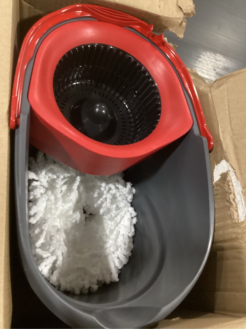 Condition photo showing As Is for o-cedar easywring microfiber spin mop and bucket cleaning system