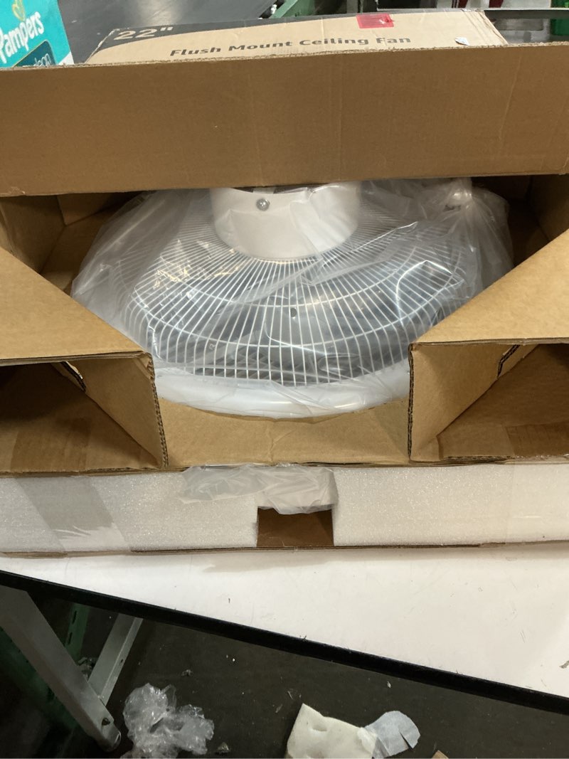 Condition photo showing Good Condition for lediary 22 inch low profile ceiling fans with lights, led bladeless ceiling fan, remote control enclosed flush mount ceiling fan with timming, 3000-6000k, 6 wind speed-white rgb 22 inch rgb white