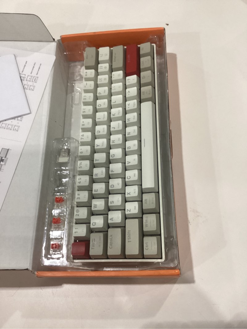 Condition photo showing As Is for MISSING ONE SWITCH AND CORD Newmen GM610 60% Percent Keyboard,Wireless Bluetooth/Wired Hot Swappable Mechanical Keyboard with RGB Backlit,Portable Compact Mini Mechanical Gaming Keyboard for Windows/Mac/PC/Laptop(Blue Switch)