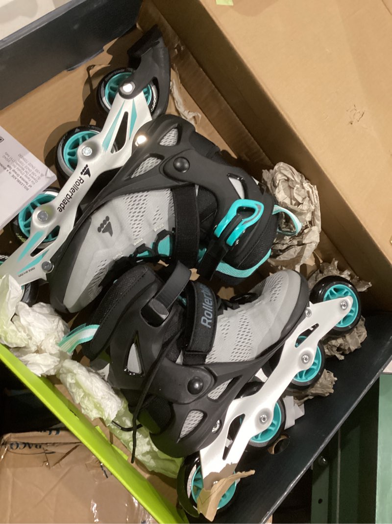 Condition photo showing Good Condition for Rollerblade Macroblade 80 Women's Adult Fitness Inline Skate, Performance Inline Skates 7 Grey/Teal Blue