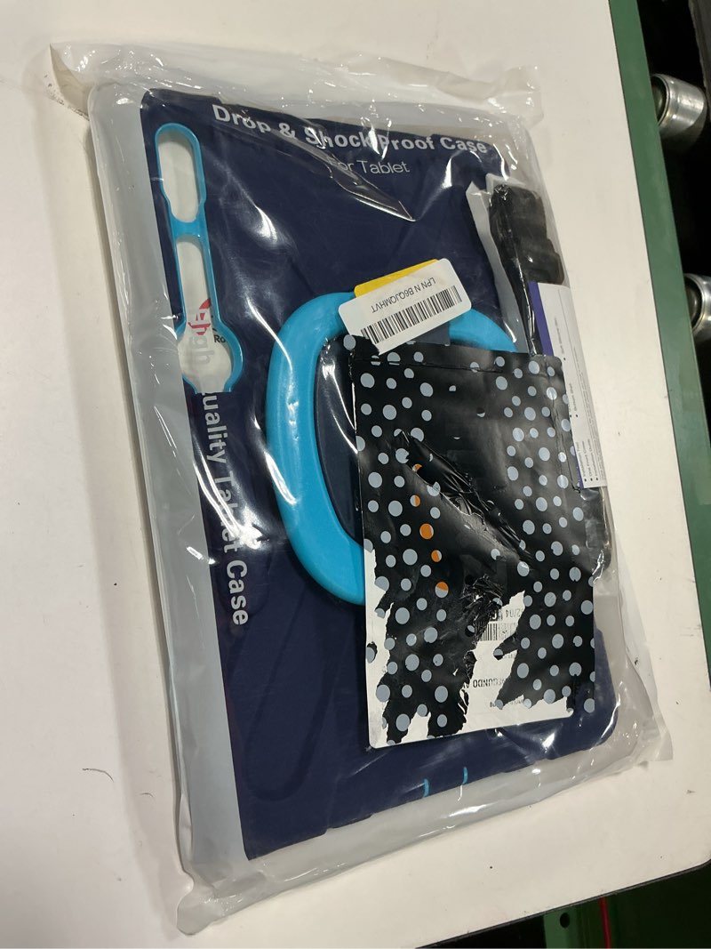 Condition photo showing New/Like New for braecn case for samsung galaxy tab s9 fe+ plus/s9+ plus/s8+ plus/s7 fe/s7+ plus 12.4 inch, rugged silicone cover with handle grip, kickstand, shoulder strap, s pen holder, navy blue