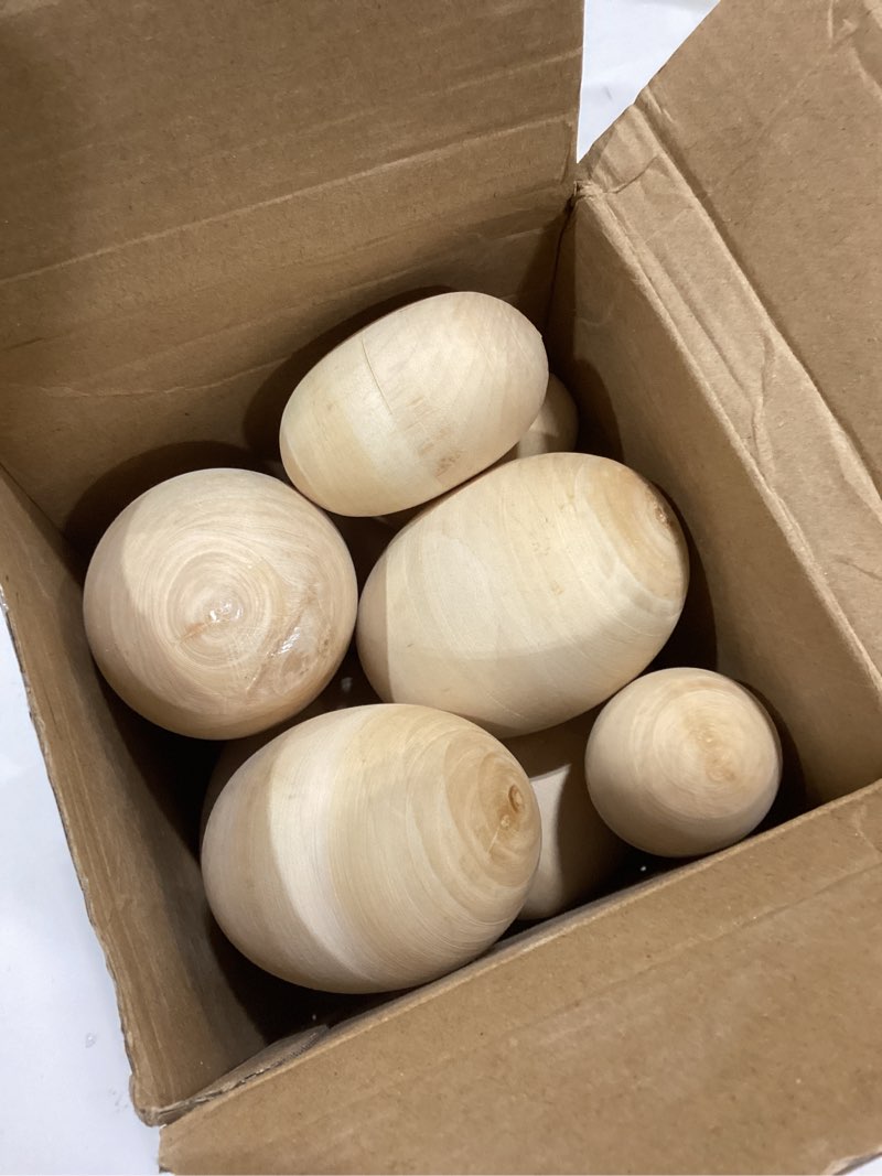 Condition photo showing Good Condition for 16 Pcs Large Easter Fillable Unfinished Wooden Eggs 4.33 inch 3.15 inch and 2.36 inch for Easter Egg Hunt Basket Stuffers Game Supplies Party Favor DIY Painting Art Craft Decorations Home Decor
