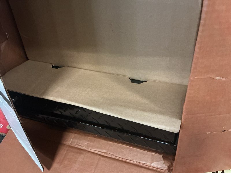 Condition photo showing Good Condition for 71.36 matte black aluminum full size crossbed truck tool box