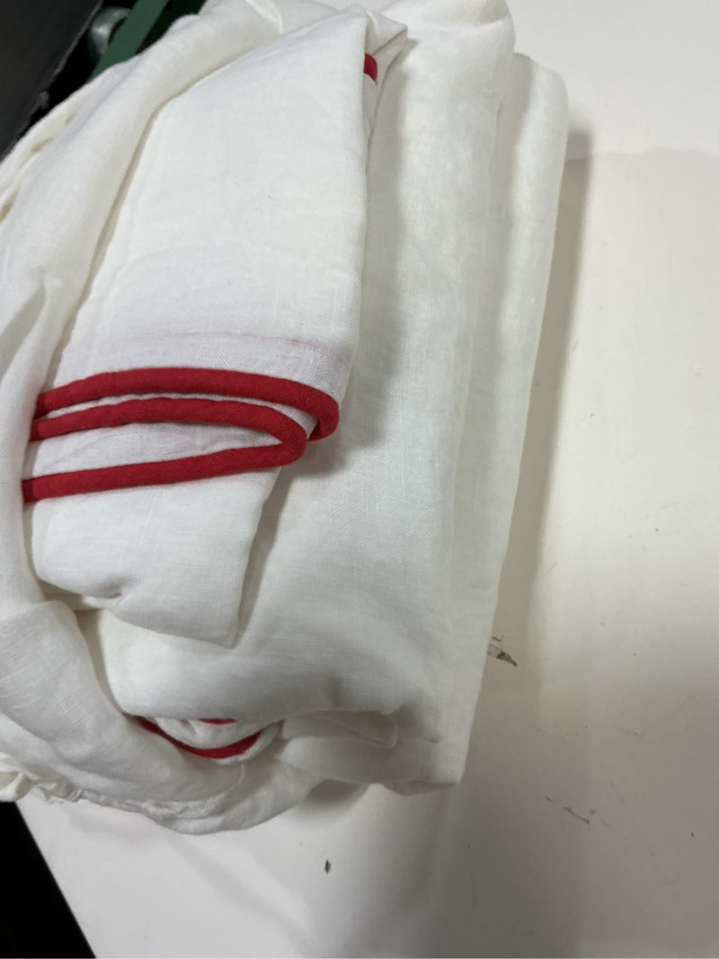 Condition photo showing Good Condition for quince linen piped duvet cover set king / cal king white cherry