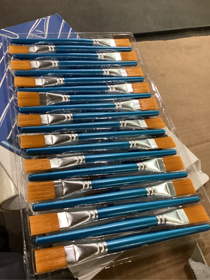 Condition photo showing New/Like New for 10 pcs flat paint brushes,1 inch craft paint brushes, large acrylic paint brush for watercolor, oil painting, acrylic,big paint brush for oil paint and body painting crafts, rock painting