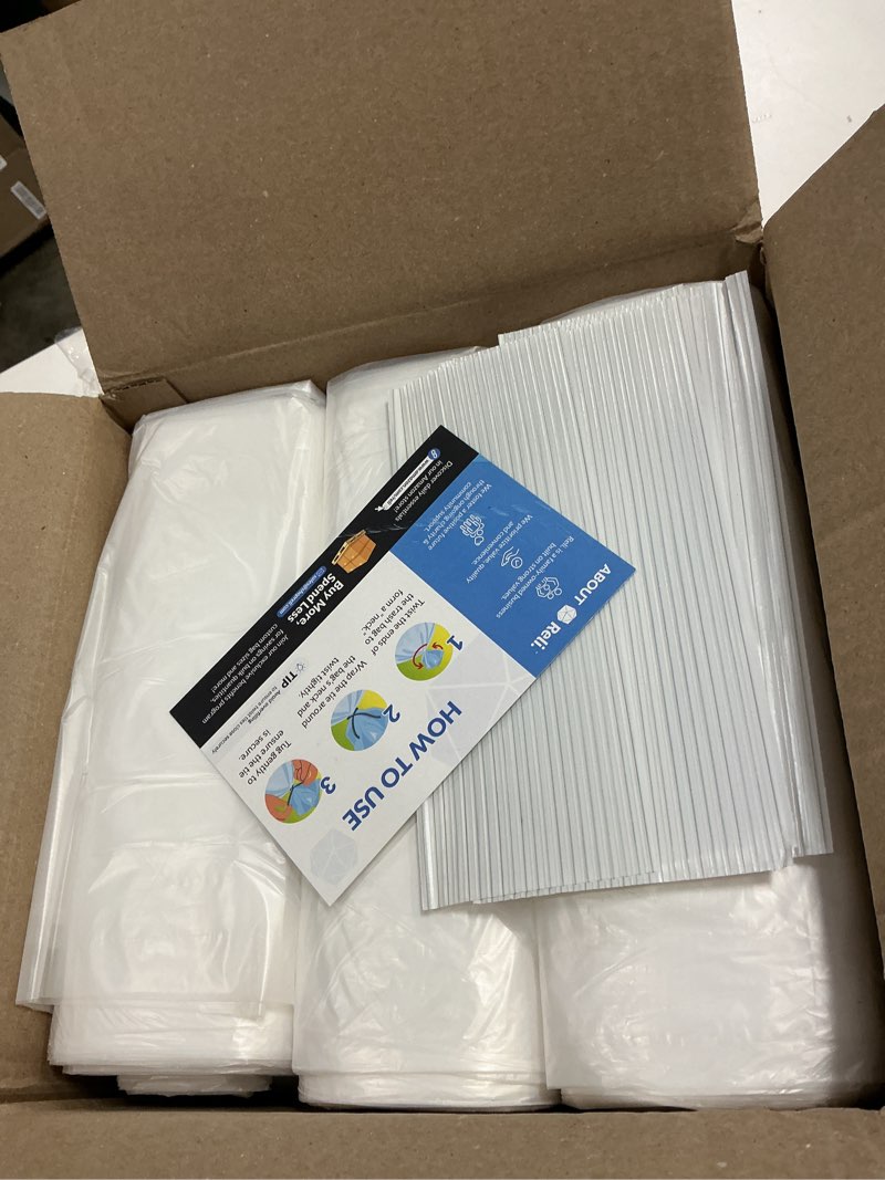 Condition photo showing New/Like New for reli. easy grab trash bags, 55-60 gallon (150 count) (clear) - star seal super high density rolls - heavy duty can liners, garbage bags, bulk bags - 50, 55, 60 gallon capacity 1 count (pack of 150)