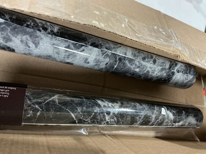 Condition photo showing New/Like New for Very Berry Sticker Marble Contact Paper (Black, 24" x 78", 2 Pack) Premium Peel and Stick Wallpaper for Countertop, Bathroom Vanities & Cabinets, Renter Friendly, Waterproof Vinyl Black 24" x 78" (2-pack)