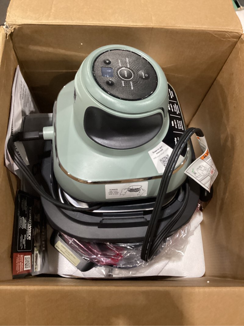 Condition photo showing As Is for Ninja Crispi 4-in-1 Glass Air Fryer | 450°F | Non-Toxic | 4QT & 6-Cup Glass Containers w/Lids | Microwave, Freezer, Dishwasher Safe | Max Crisp, Air Fry, Bake, Recrisp | Green | FN101SG Sage 4 QT