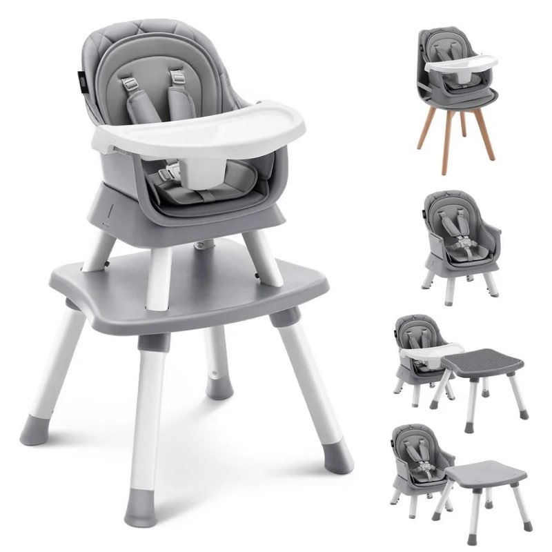 HARPPA 8 in 1 Baby High Chair, Convertible Highchair for Babies and Toddlers, Gray