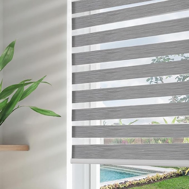 Joydeco Cordless Zebra Blinds (Pro), Dual Layer Light Control Zebra Blinds for Windows, Light-Proof 