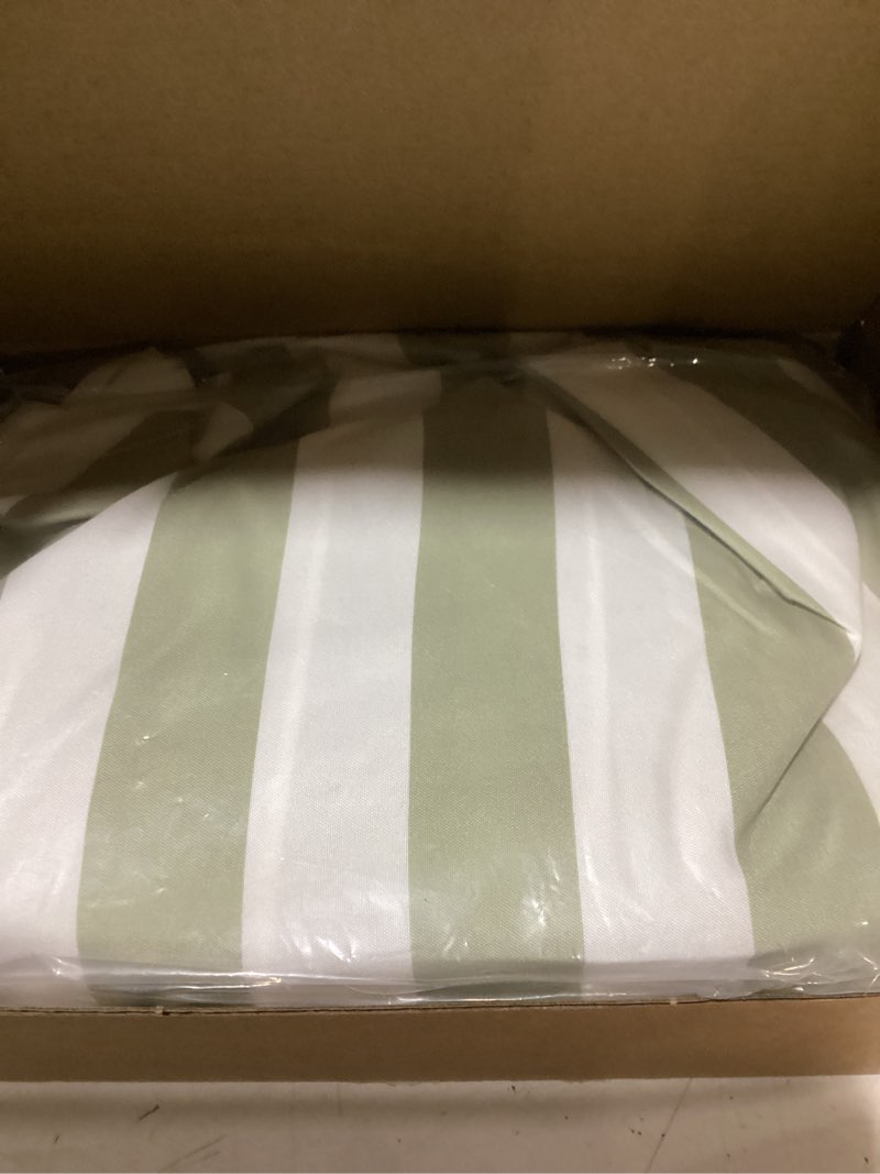 Condition photo showing New/Like New for striped shower curtain with ruffle edge linen-textured shower curtain 72x72 inches vintage country style fabric bath decoration for farmhouse bathroom(green) green cotton-textured