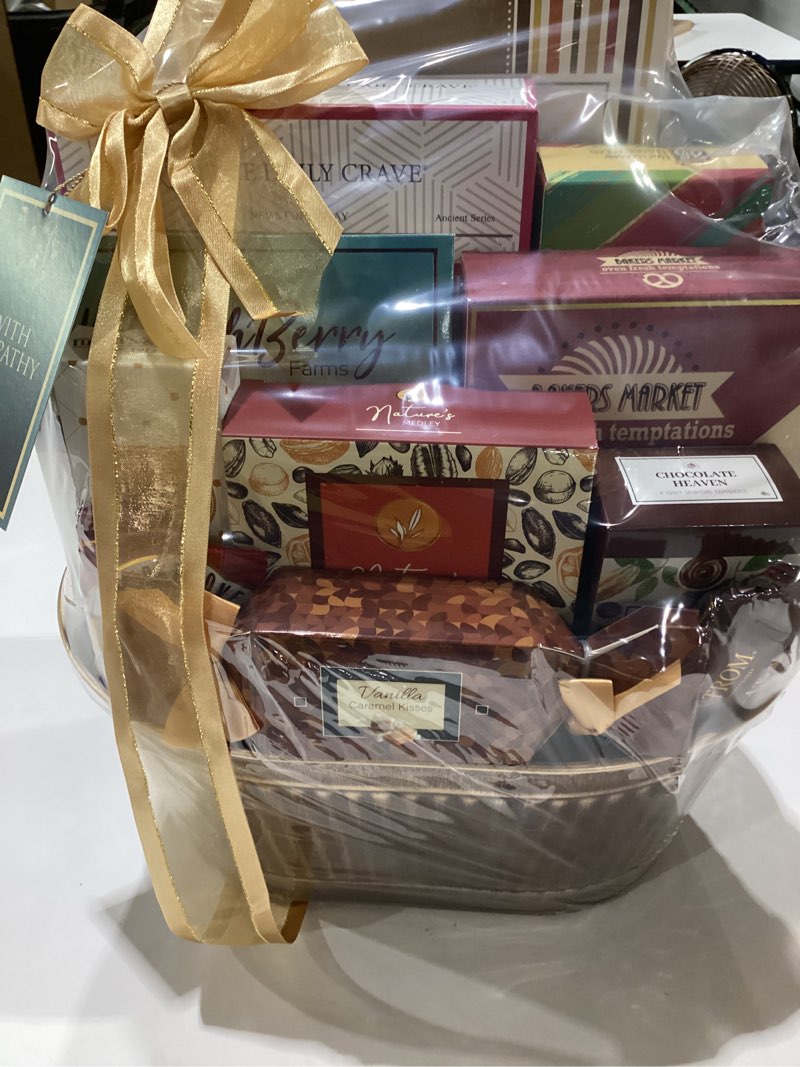 Condition photo showing New/Like New for Broadway Basketeers Gourmet Valentines Gift Basket for Women, Men, Families, Teacher, College, Appreciation, Thank You, Birthday, Corporate, Get Well, Sympathy Chocolate Baskets
