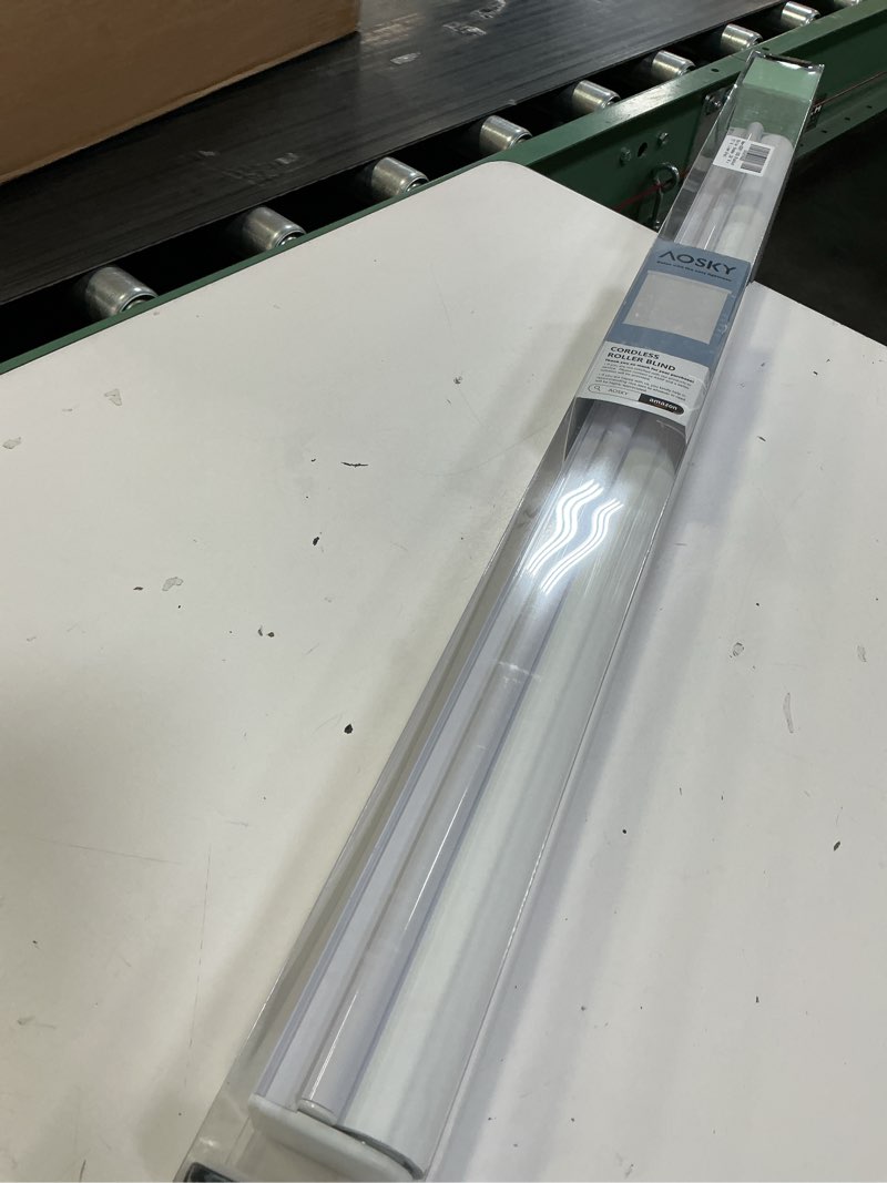 Condition photo showing New/Like New for aosky blackout roller shades cordless blinds for windows, free-stop shades with valance, thermal insulated fabric, uv protection, natural woven blinds for home and office (37\" w x 72\" h, white) white 37\"w x 72\"h