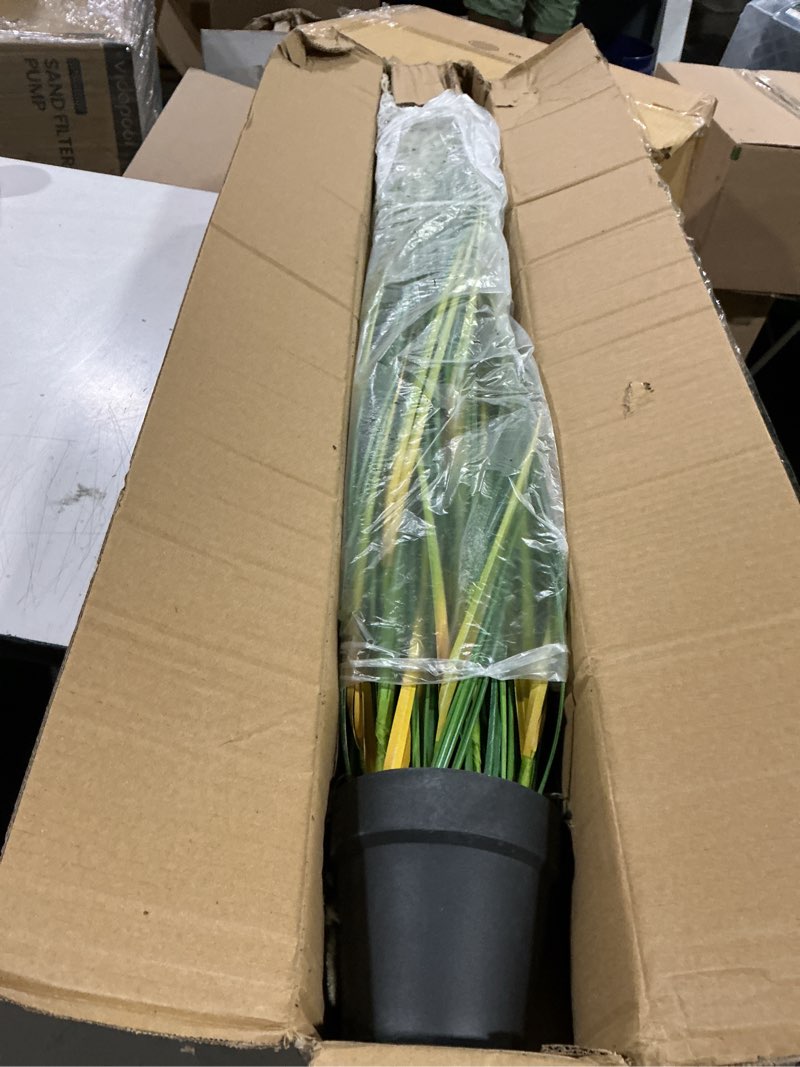 Condition photo showing Good Condition for artificial plant, 47in tall, 2pk grass, faux house plant in pot, indoor decorative flowers & plants, housewarming gift 2 4ft