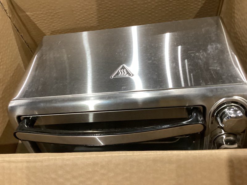 Condition photo showing Good Condition for hamilton beach 4 slice countertop toaster oven with 5 cooking modes | bake, broil, toast, keep warm, bagel | stay on & auto shutoff | 2 rack positions | 200-450° f | stainless steel | 31143j